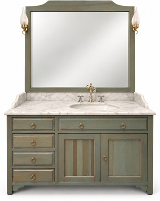 Mobile bagno vintage in legno con lavabo, marmo, s