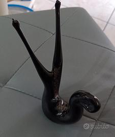 Statuina grande Lumaca nera in vetro di Murano