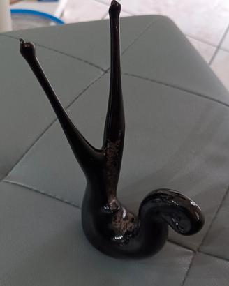 Statuina grande Lumaca nera in vetro di Murano