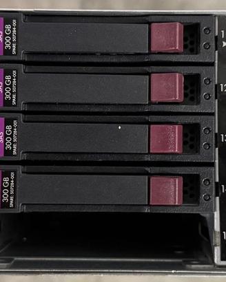 HP StorageWorks con 9 dischi SAS 300GB e 4 da 146