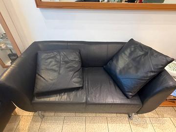 Coppia di Divani neri in pelle