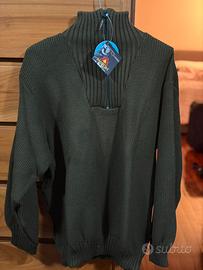 Maglione Mason Vintage Lana Verde Mezza Zip XL