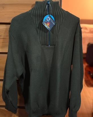 Maglione Mason Vintage Lana Verde Mezza Zip XL