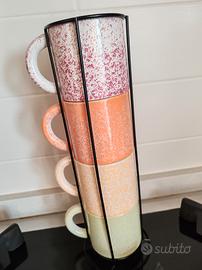 Set 4 Tazze Mug Impilabili in Ceramica 