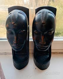 coppia di statue africane in legno da esposizione 