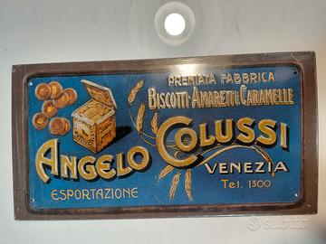 Targa in metallo biscotti Colussi