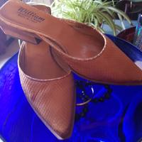 ciabatte eleganti in pelle pitonata e cuoio n.36