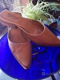 ciabatte eleganti in pelle pitonata e cuoio n.36