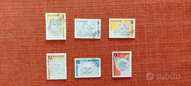6 francobolli 1989 Bulgaria Gatti