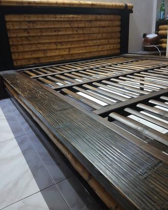 letto etnico con rete legno