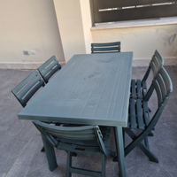 Set Giardino/Terrazzo: Tavolo + 6 Sedie Pieghevoli