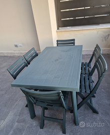 Set Giardino/Terrazzo: Tavolo + 6 Sedie Pieghevoli