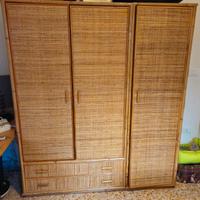 Armadio in vimini 3 ante con cassetti