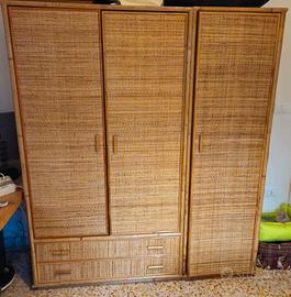 Armadio in vimini 3 ante con cassetti