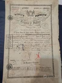 Debito pubblico Regno d'Italia 1862 rendita 5%
