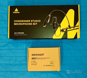 Microfono a condensatore + Braccio + Phantom box