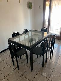 Tavolo allungabile Babini Design vetro + 6 sedie