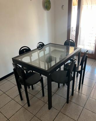 Tavolo allungabile Babini Design vetro + 6 sedie