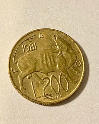 Moneta 200 Lire San Marino 1981 (FAO)