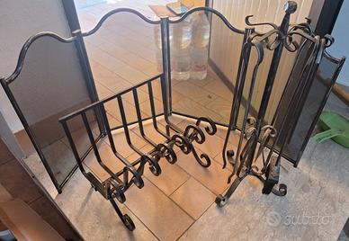 Parascintille, alare portalegna e attrezzi camino