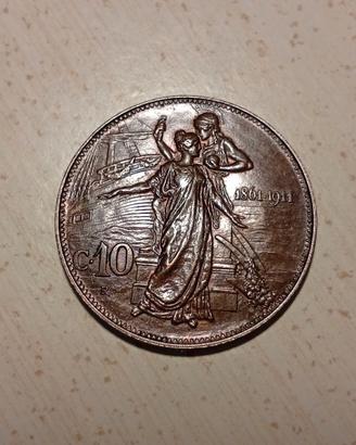  Italia 10 centesimi, 1911 50° anniversario
