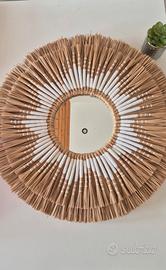 Specchio tondo in rattan