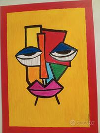 PICASSO ARTE SU TELA 70x50 DIPINTO A MANO 