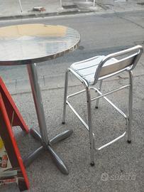 tavolo alto con sgabello alluminio 