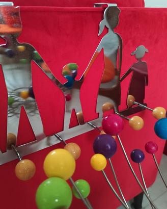 Coat Rack "Family" a Specchio POP Vintage 80s/90s