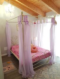 Letto baldacchino metallo 140x190 piazza e mezza