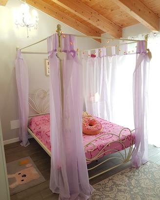 Letto baldacchino metallo 140x190 piazza e mezza