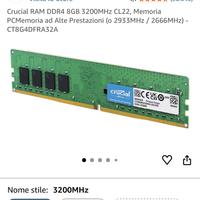 Ram 8gb 3200 mhz ddr4