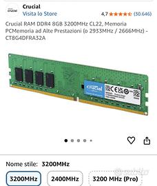 Ram 8gb 3200 mhz ddr4