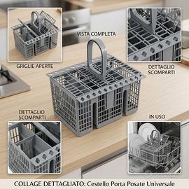 Cestello Posate Universale Lavastoviglie Grigio.