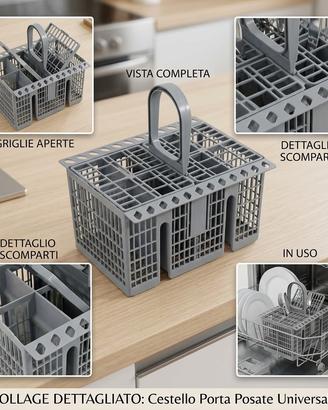Cestello Posate Universale Lavastoviglie Grigio.