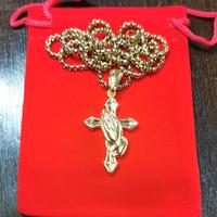 Collana e Croce mani in preghiera acciaio inossida