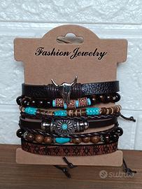 Set di bracciali in pelle 6 pezzi