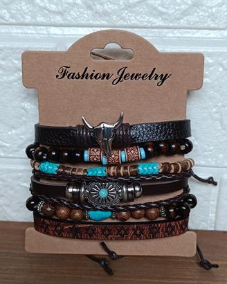 Set di bracciali in pelle 6 pezzi