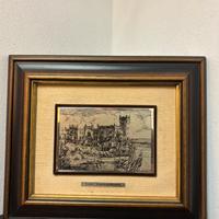 Quadro castello di miramare trieste argento 800