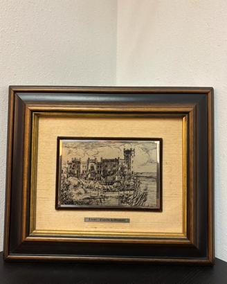Quadro castello di miramare trieste argento 800