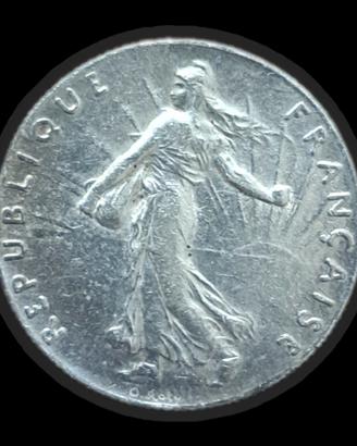Antica moneta in argento 50 cent francese 1913