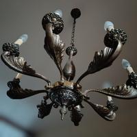 Lampadario in bronzo 8 luci anni 50 stile impero