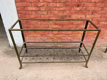 Mobiletto in ferro e vetro 3 ripiani