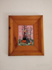 quadro arte naif - G. Kubic - vita campestre