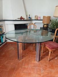 Tavolo rotondo in vetro temprato