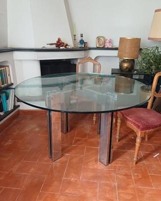 Tavolo rotondo in vetro temprato
