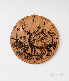 Orologio da parete decorativo in Legno Inciso