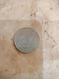 Moneta Hong Kong 5 dollars 1997