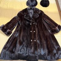 Pelliccia vera di Visone Black Glama + 2 cappelli