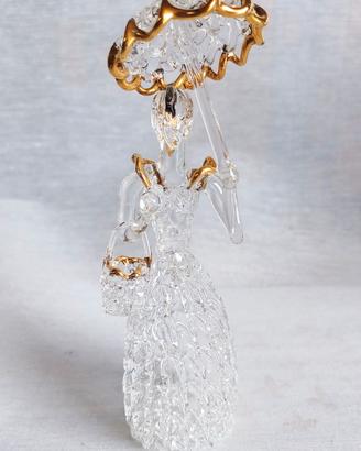 Dama in vetro di Murano con ombrello e borsetta